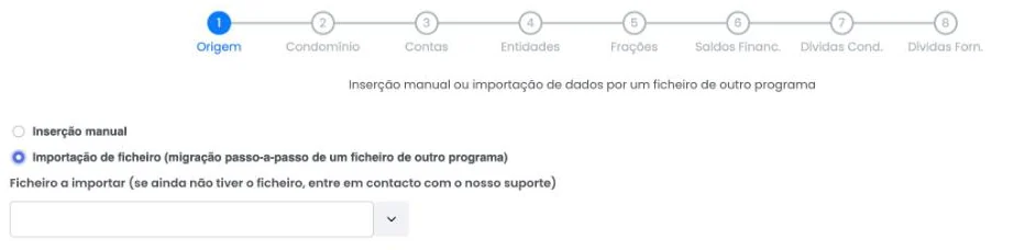 Assistente de novo condomínio do GC com importação a partir de outro programa
